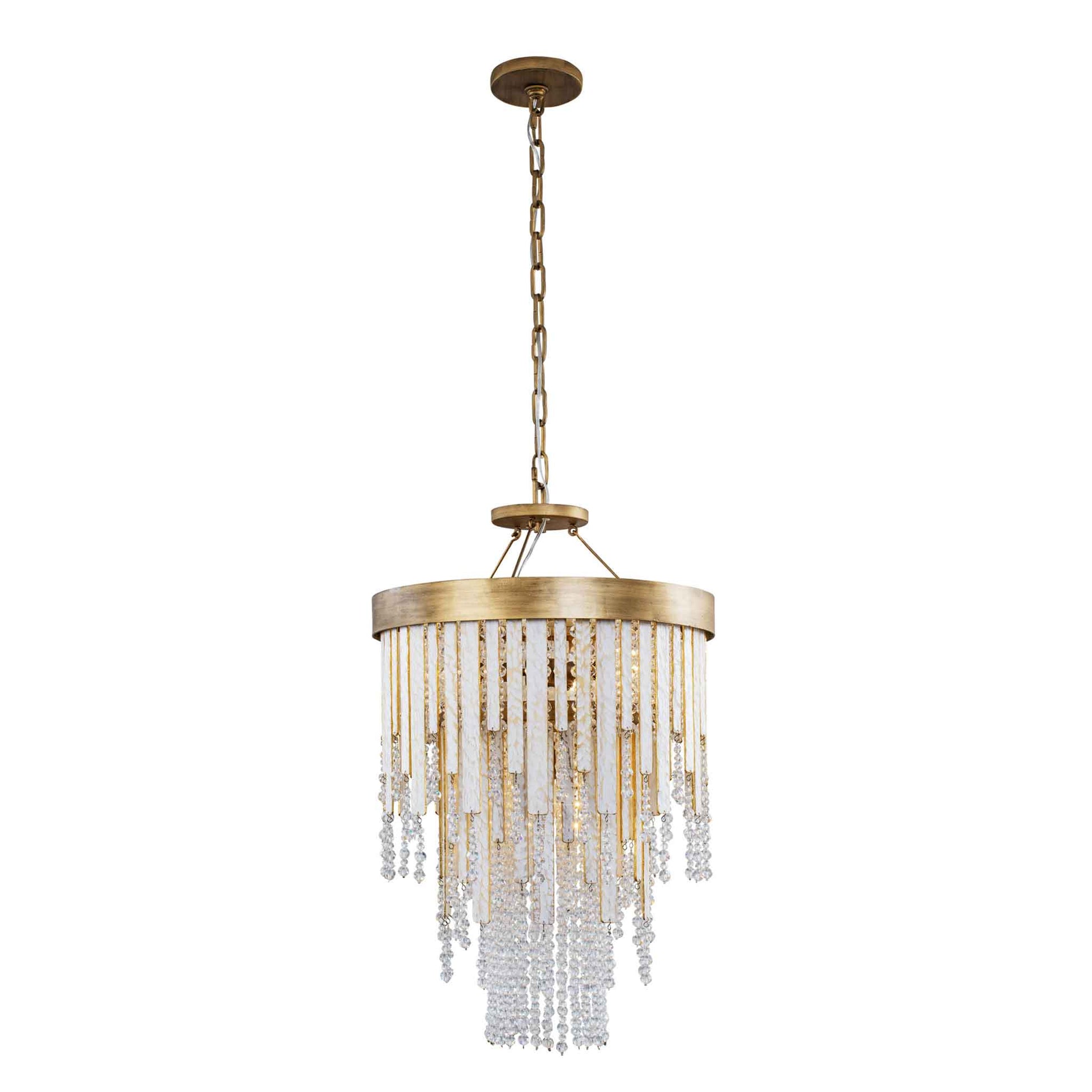 4 light 18 inch gold and white chandelier