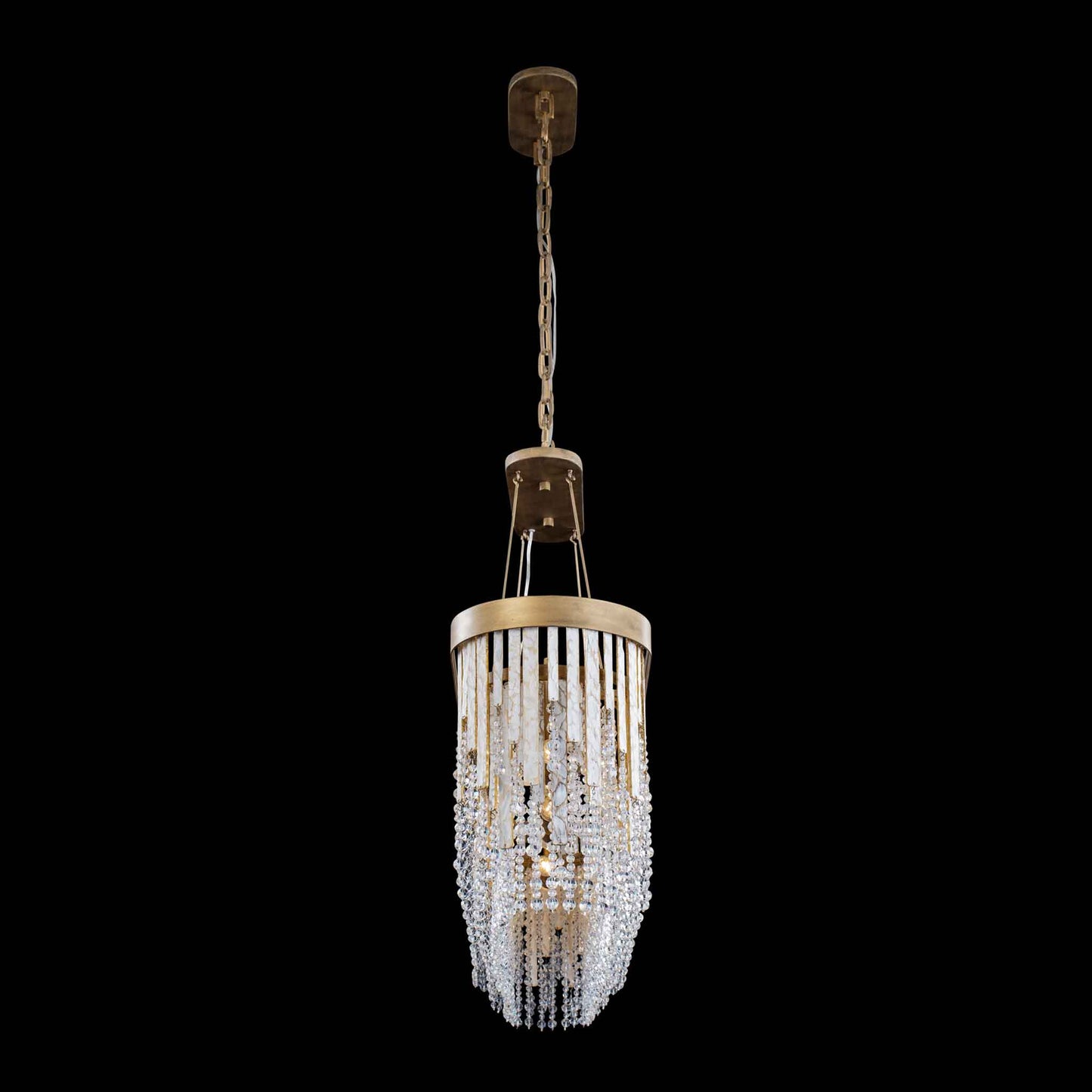 6 light 48 inch gold and white pendant