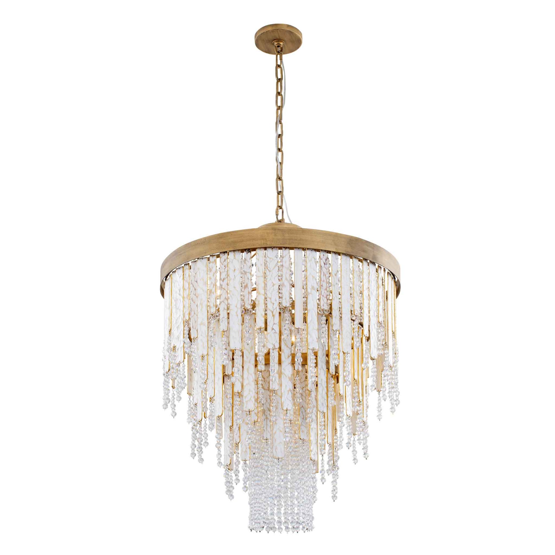 7 light 24 inch gold and white chandelier