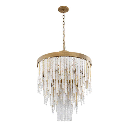 7 light 24 inch gold and white chandelier