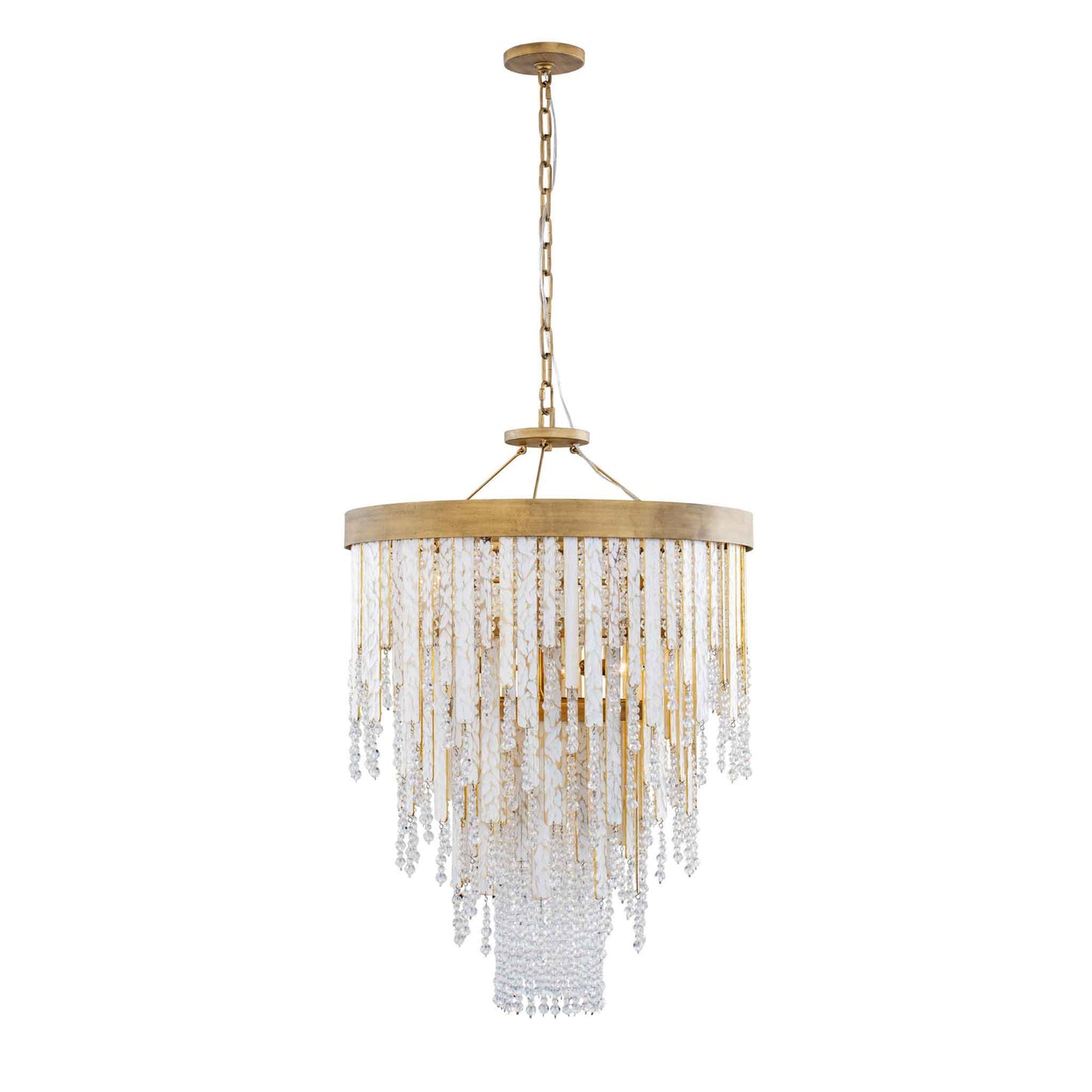 7 light 24 inch gold and white chandelier