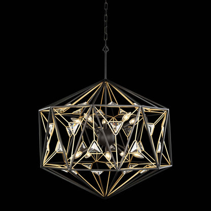 10 light 30 inch black and gold pendant