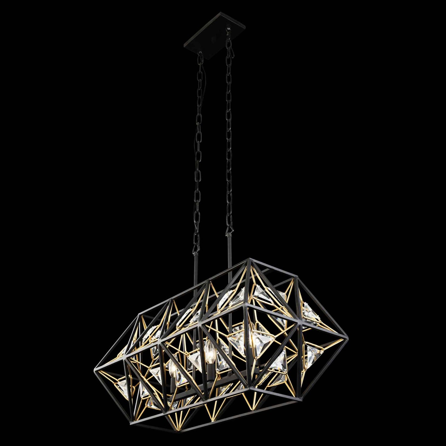 3 light 28 inch black and gold pendant