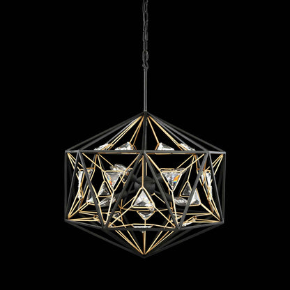 8 light 24 inch black and gold pendant