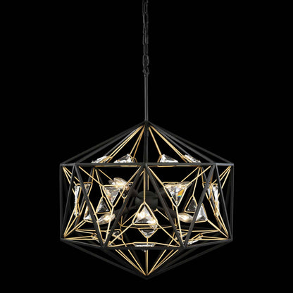 8 light 24 inch black and gold pendant