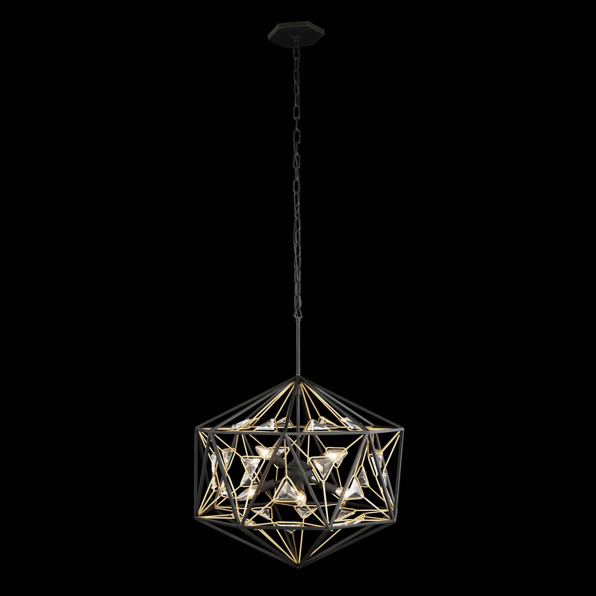 8 light 24 inch black and gold pendant