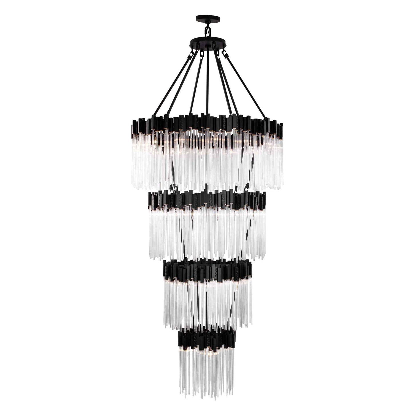 30 light 40 inch 4 tier black and gold chandelier