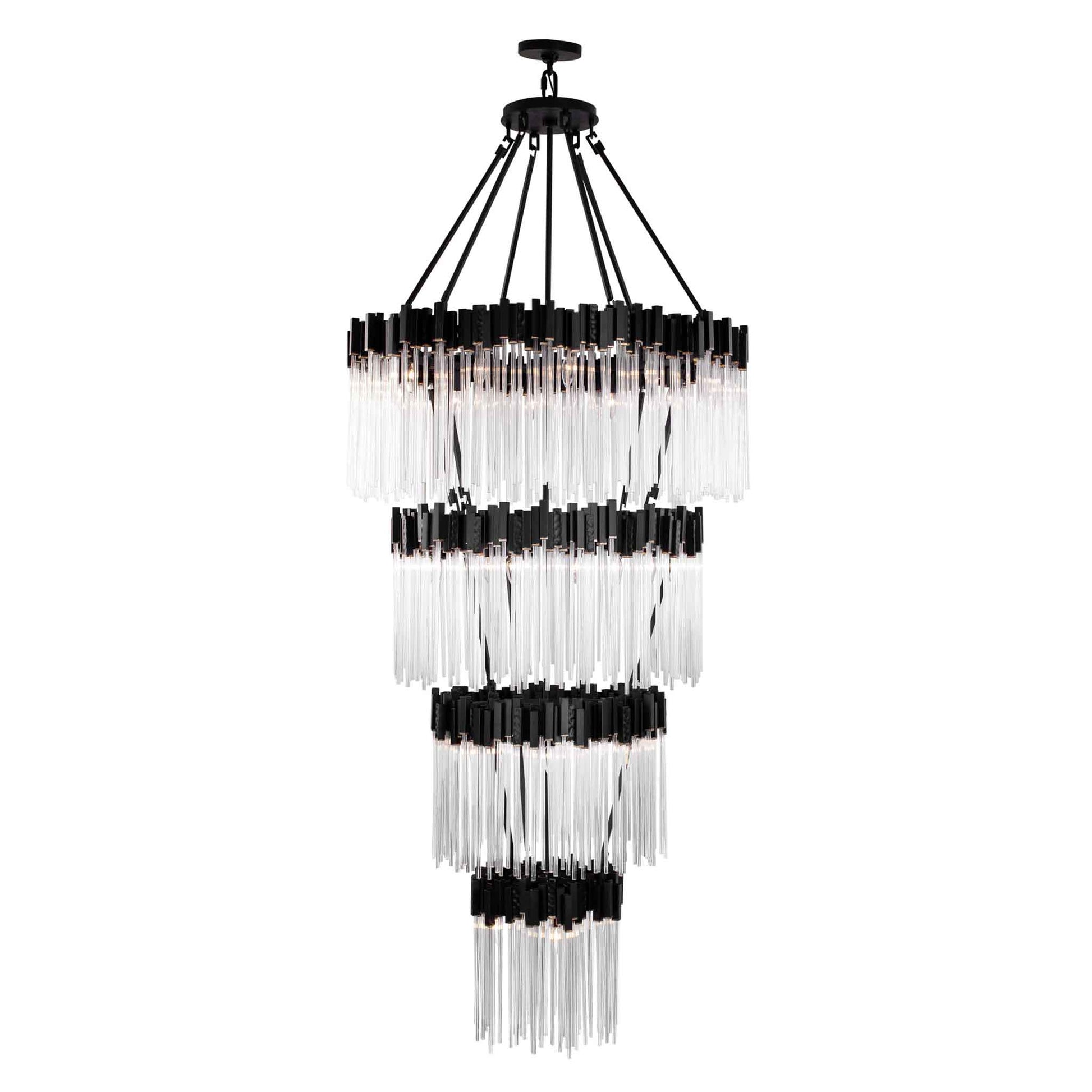 30 light 40 inch 4 tier black and gold chandelier