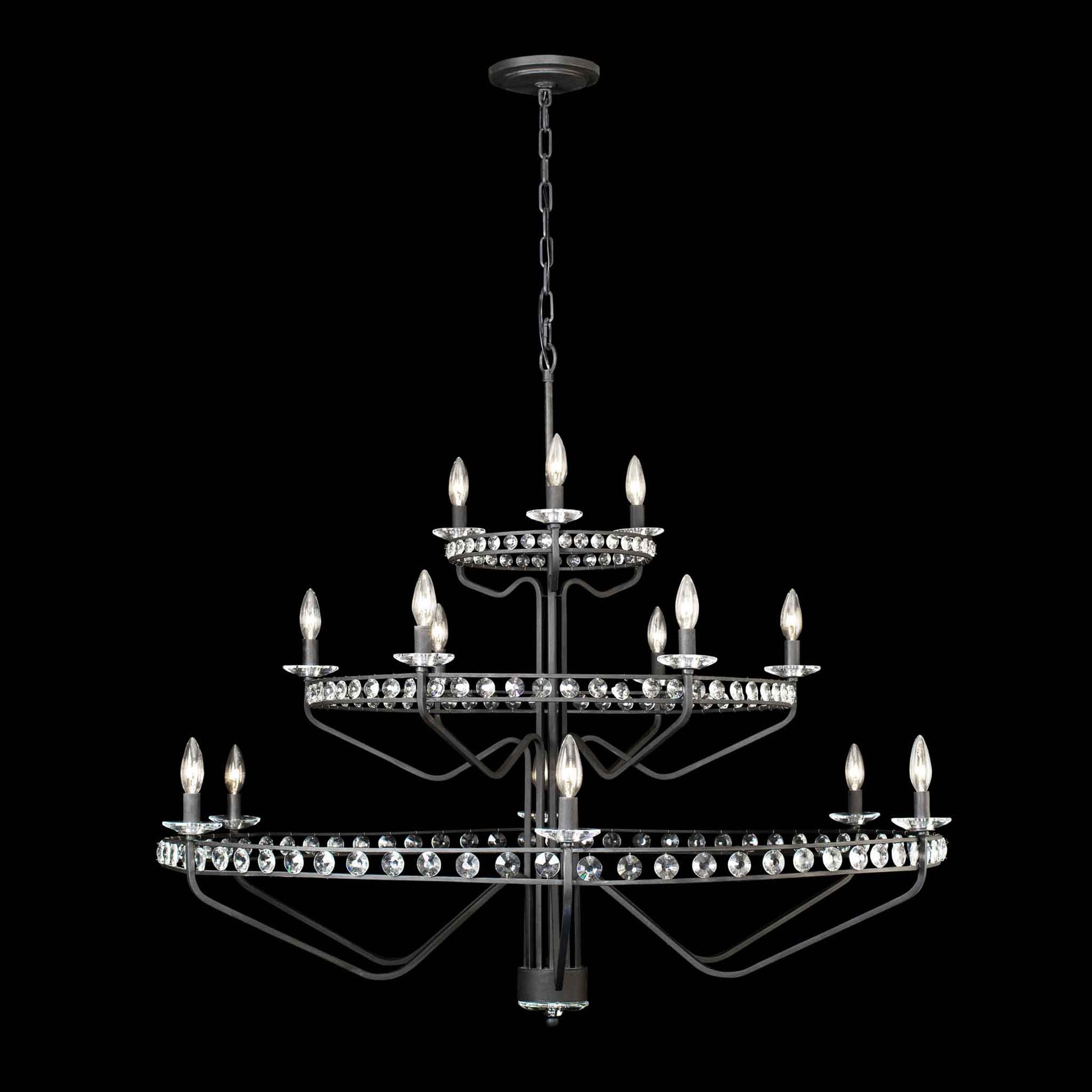 15 light 48 inch 3 tier carbon chandelier