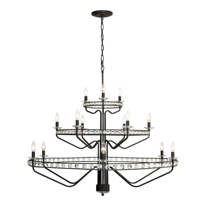 15 light 48 inch 3 tier carbon chandelier