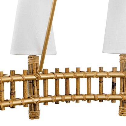 15 light 36 inch 2 tier gold and rattan chandelier