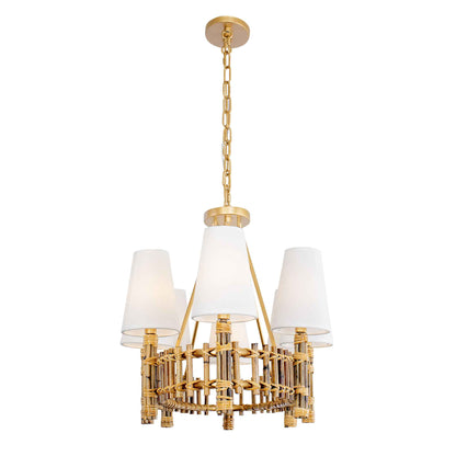 8 light 48 inch gold and rattan pendant