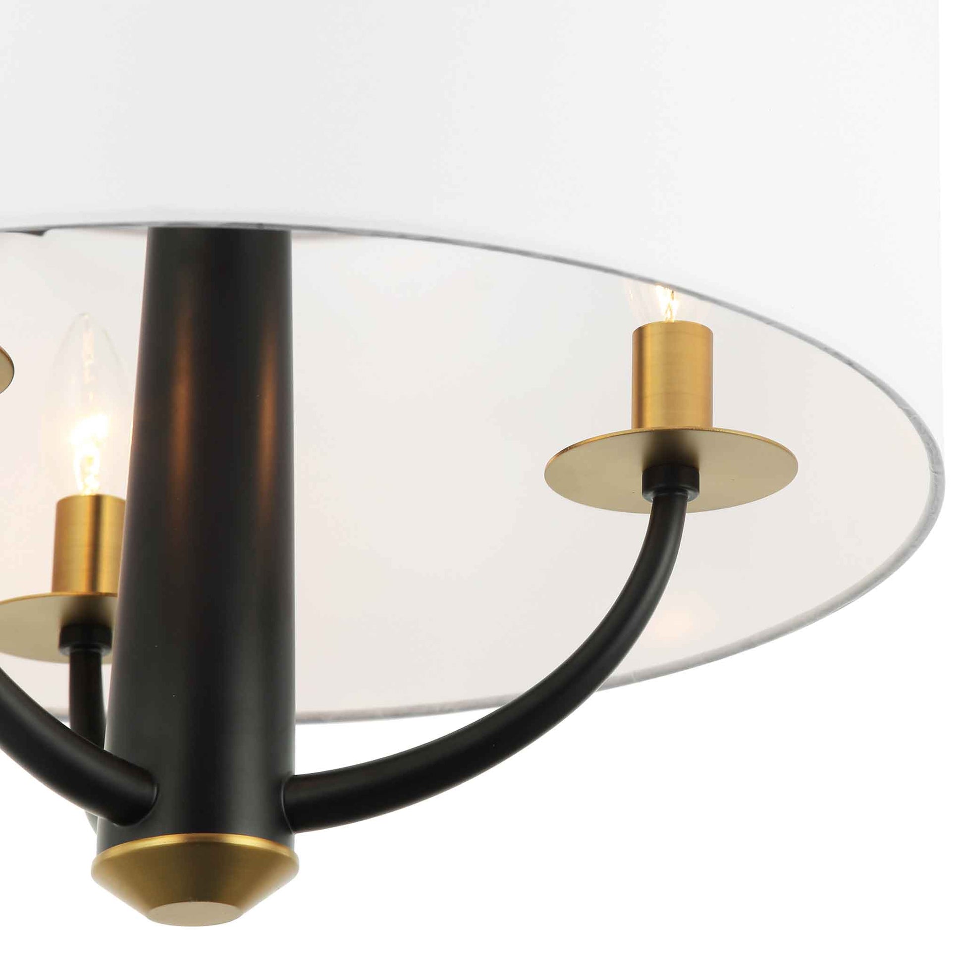 3 light 18 inch black and satin brass pendant