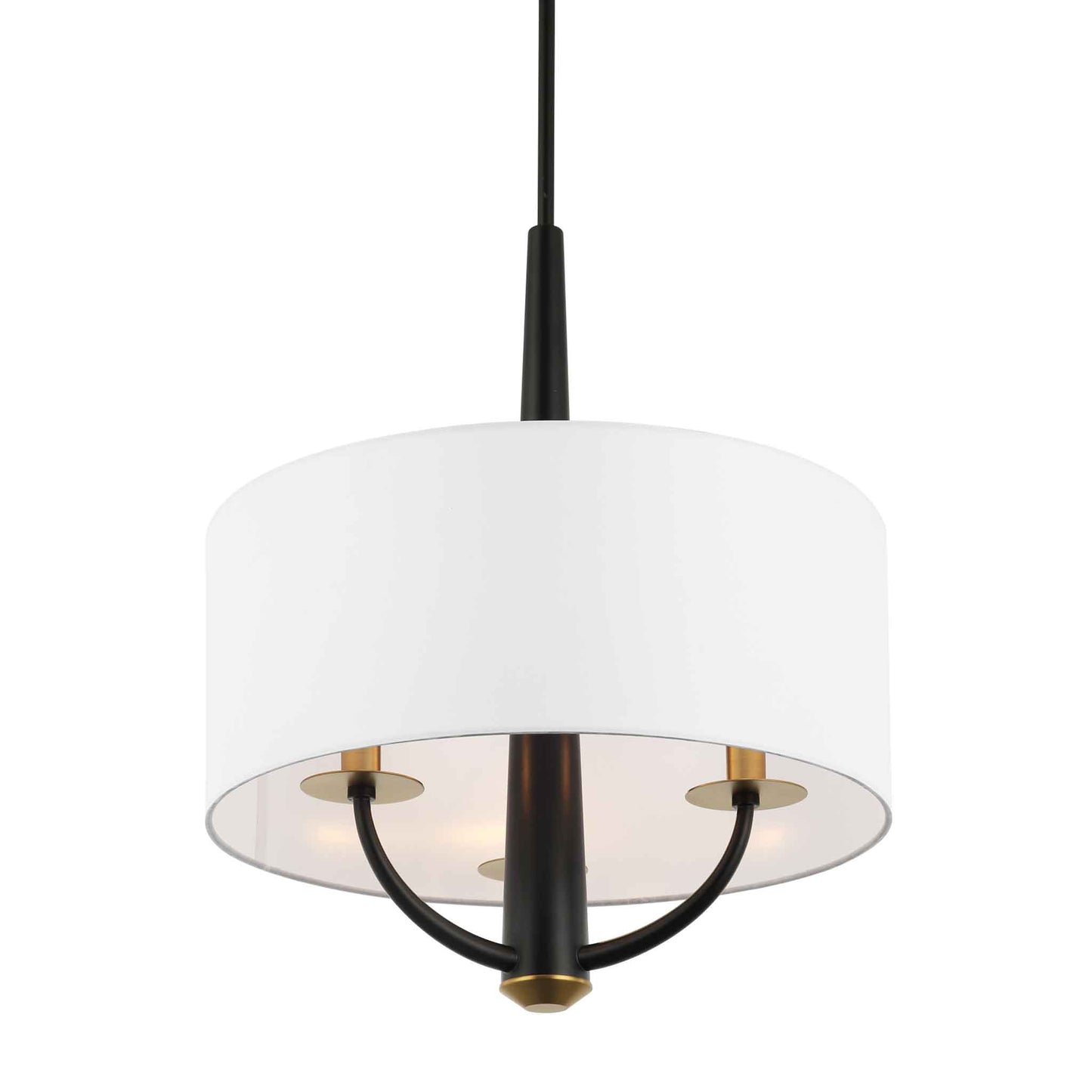 3 light 18 inch black and satin brass pendant