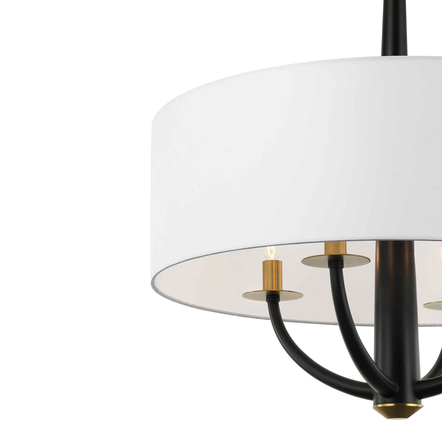 4 light 24 inch black and satin brass pendant