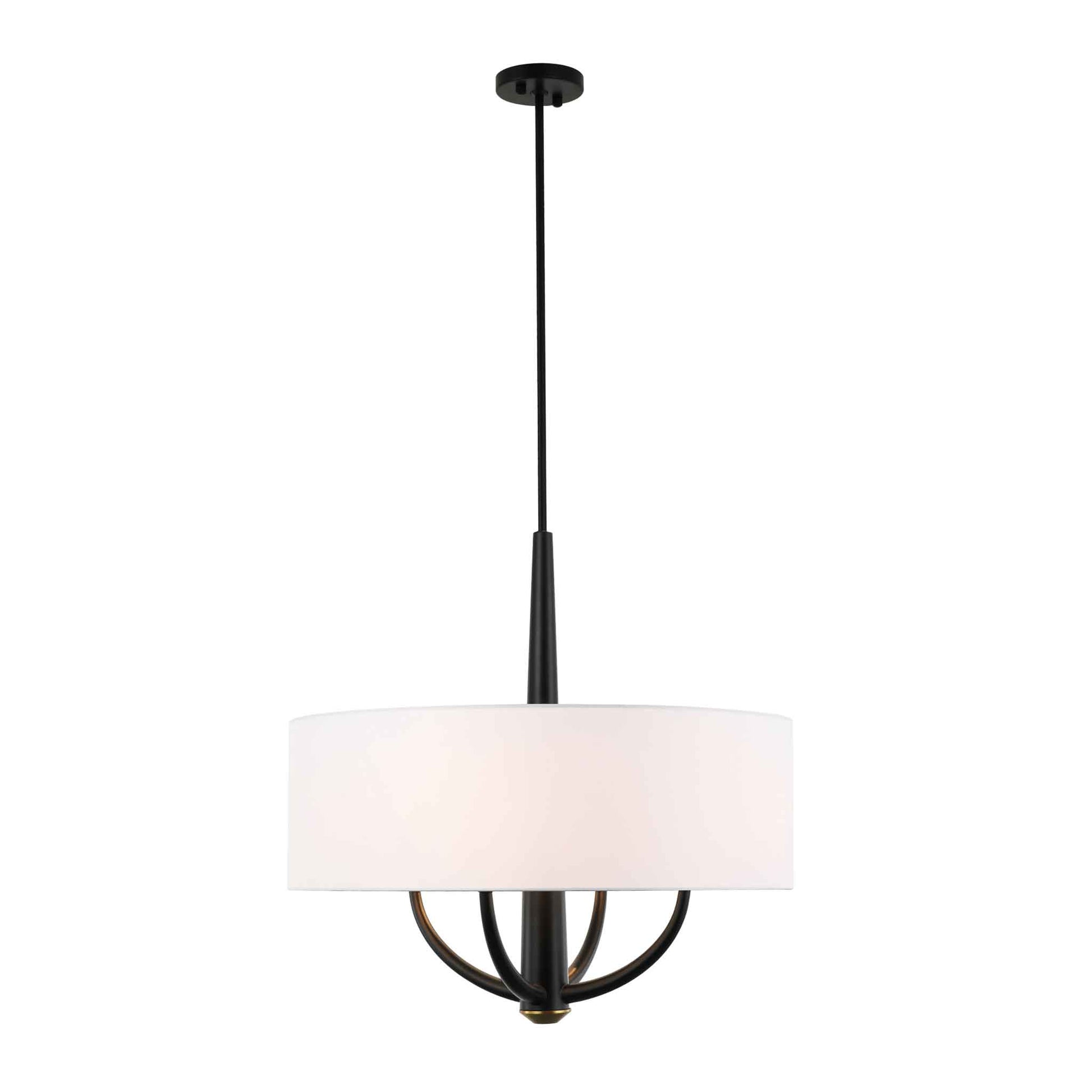 4 light 24 inch black and satin brass pendant