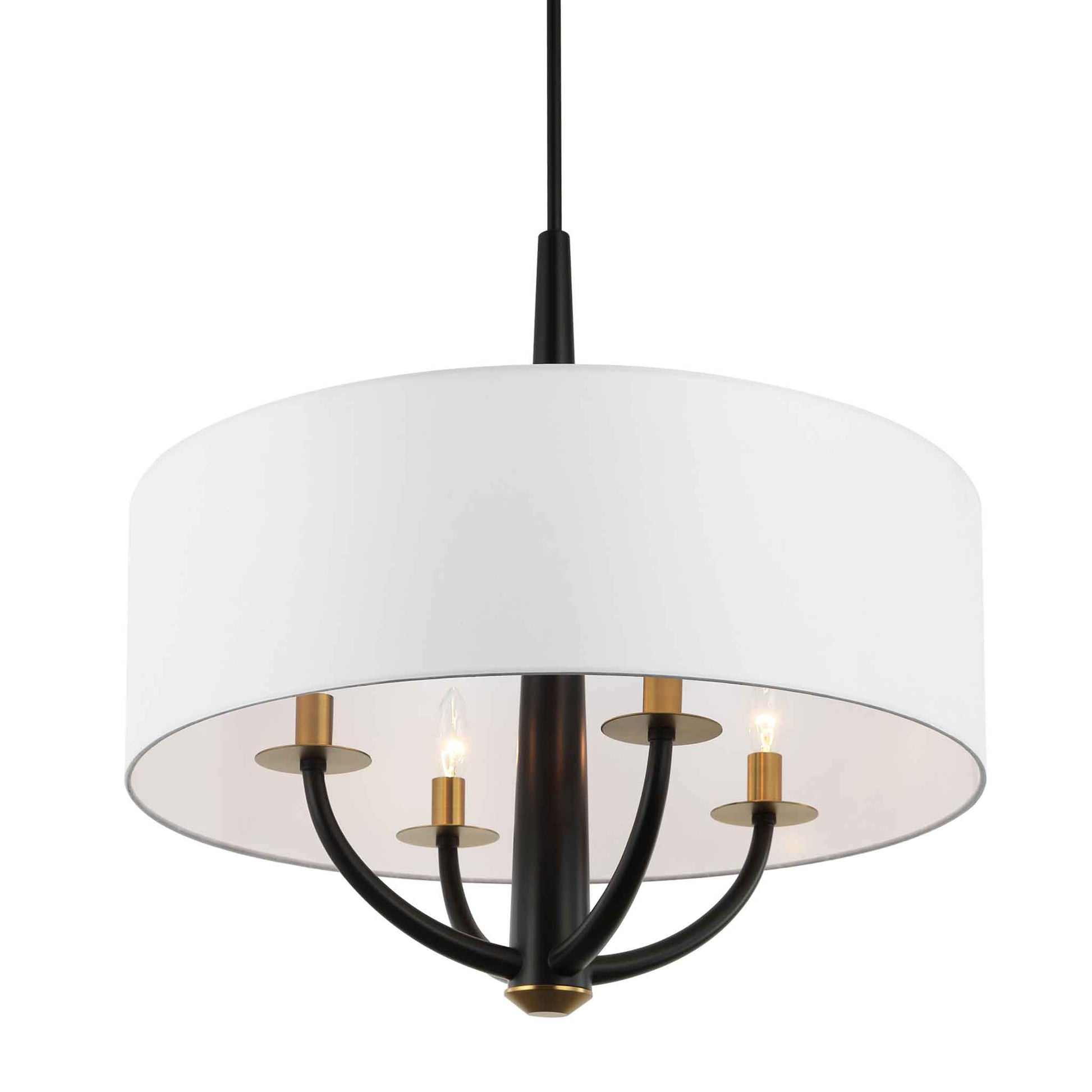 4 light 24 inch black and satin brass pendant