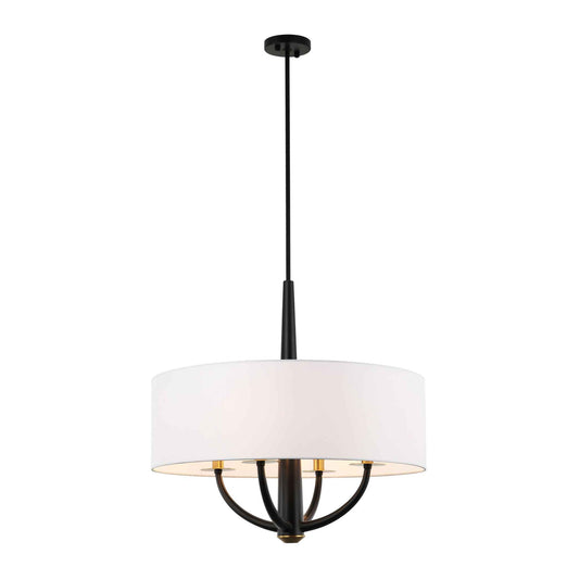 4 light 24 inch black and satin brass pendant