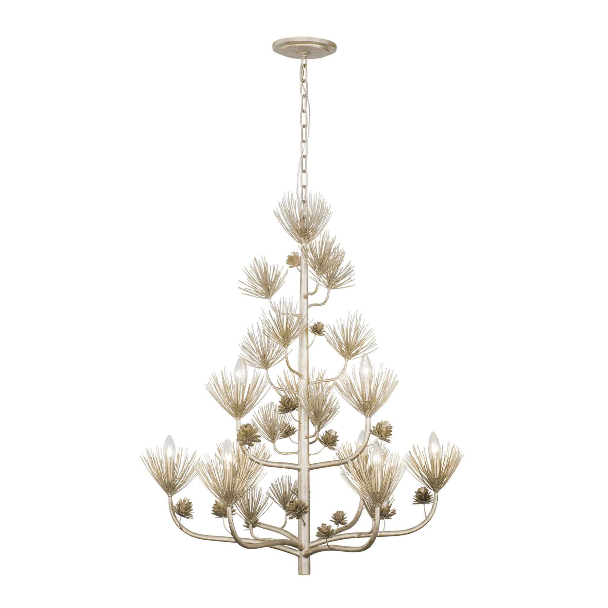 9 light 34 inch 2 tier zen gold chandelier