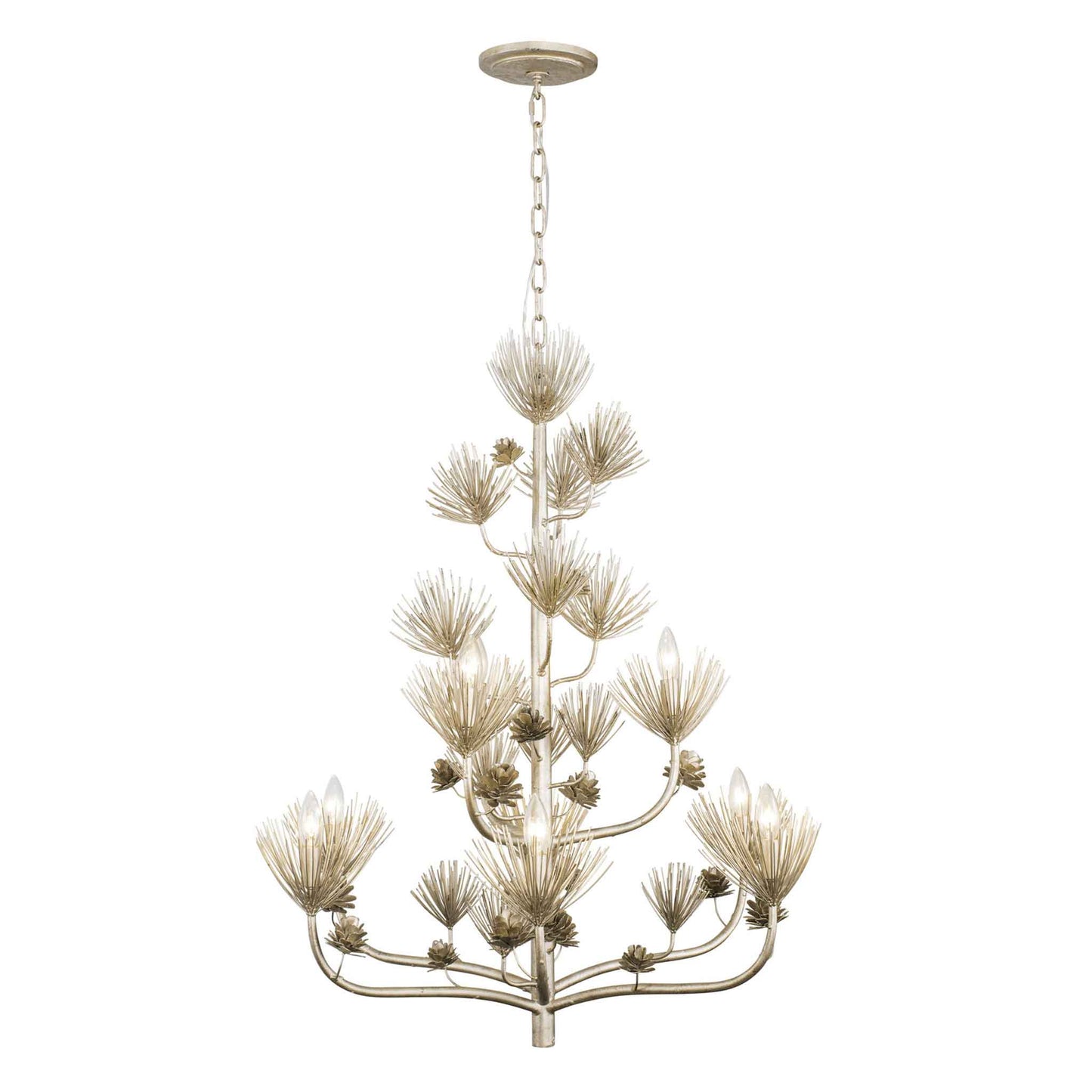 9 light 34 inch 2 tier zen gold chandelier