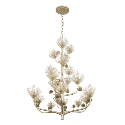 9 light 34 inch 2 tier zen gold chandelier