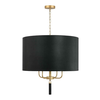 4 light 24 inch gold and black leather pendant