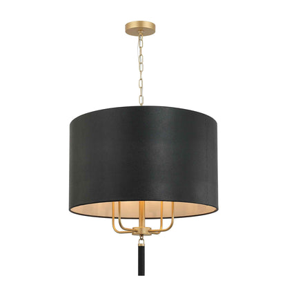 4 light 24 inch gold and black leather pendant