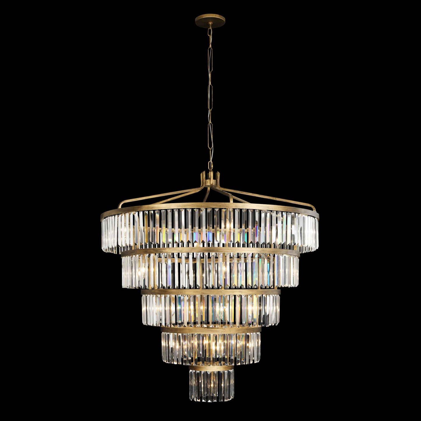 25 light 44 inch 5 tier havana gold pendant