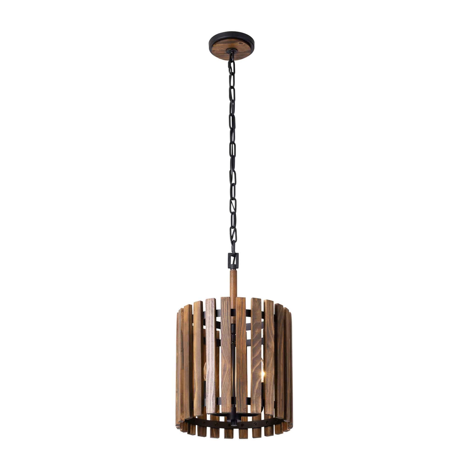 2 light 12 inch black and walnut pendant