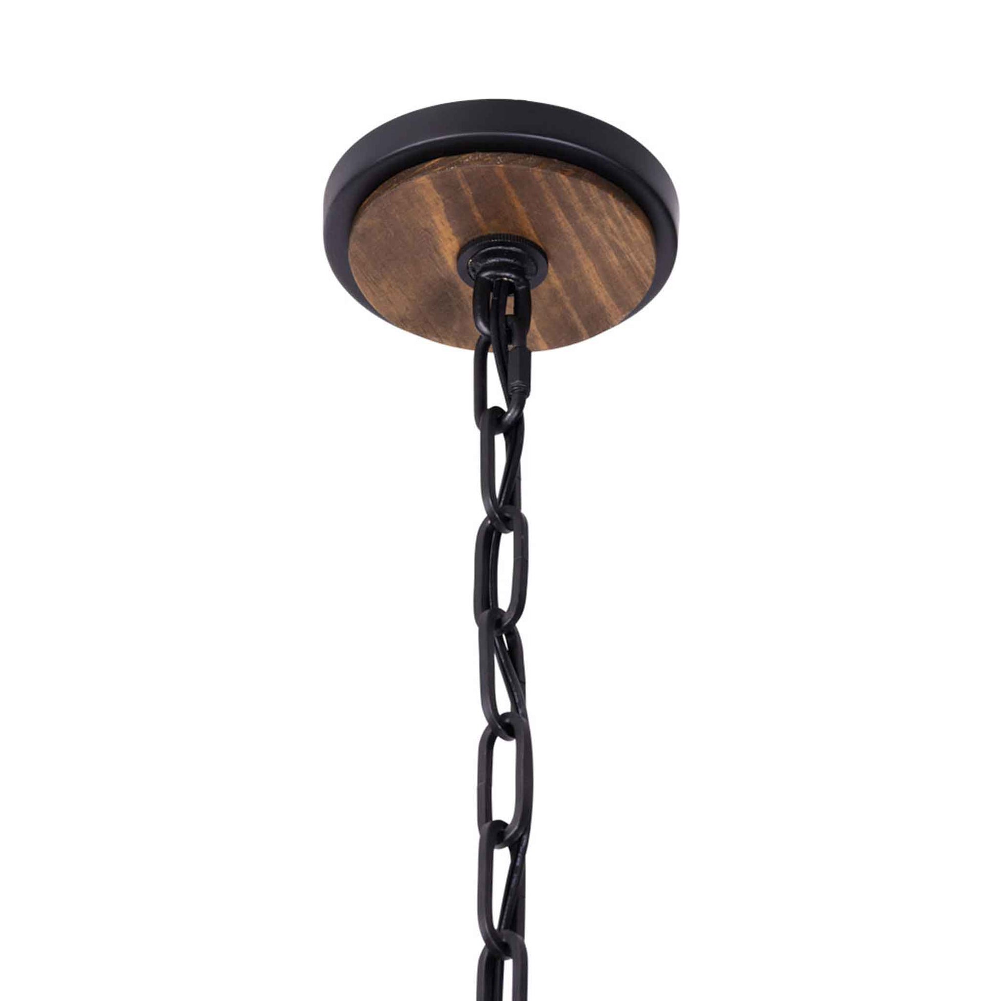 6 light 18 inch black and walnut pendant