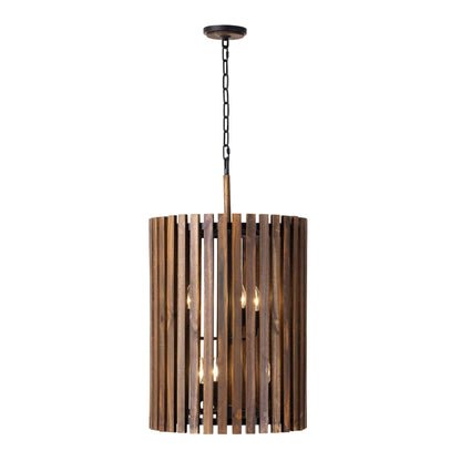 6 light 18 inch black and walnut pendant