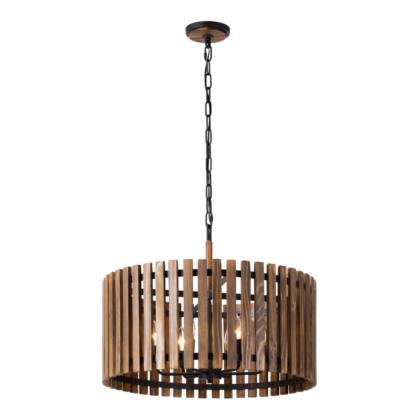 6 light 24 inch black and walnut pendant