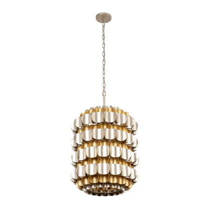 6 light 20 inch antique gold and gold dust pendant