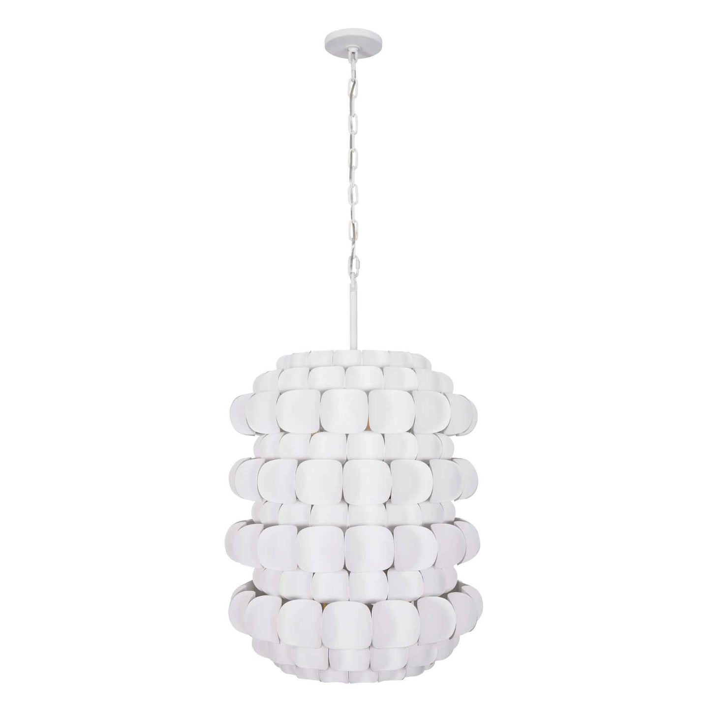 6 light 20 inch matte white pendant