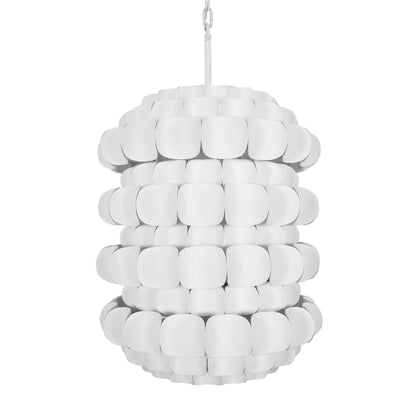 6 light 20 inch matte white pendant