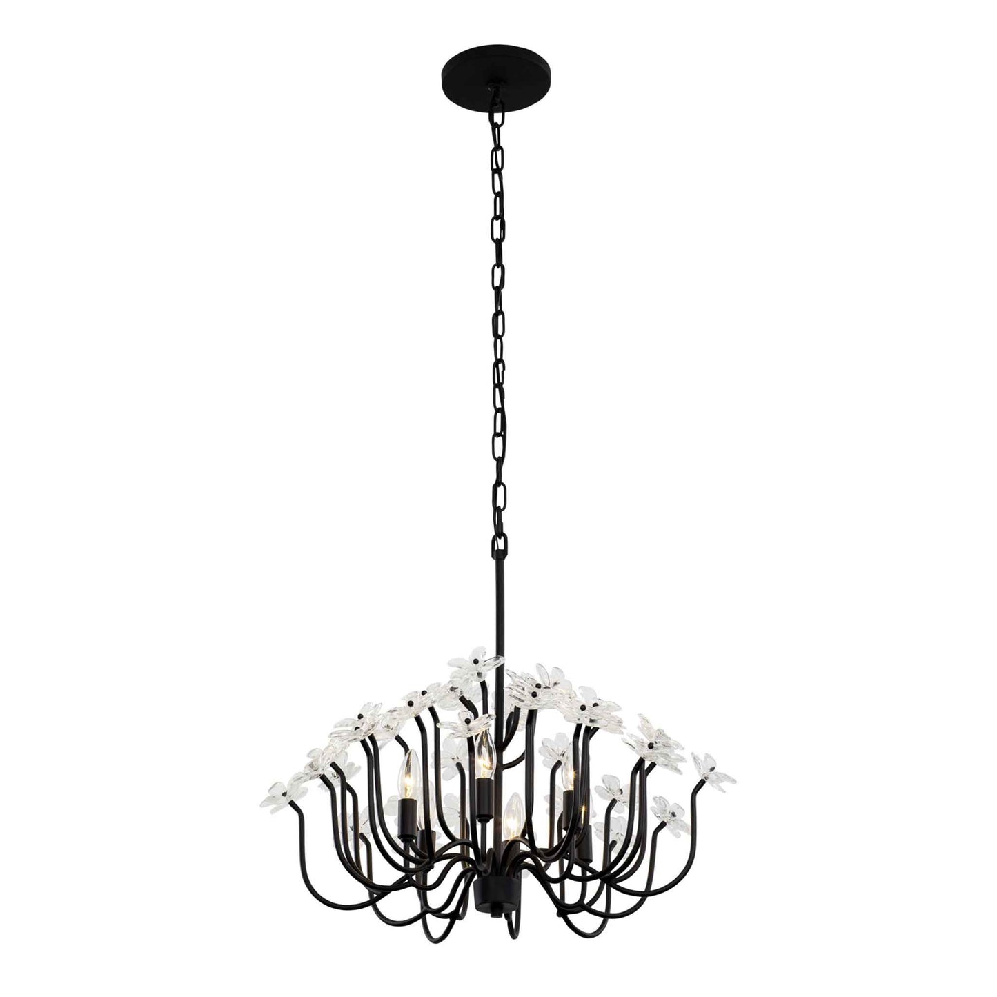 6 light 26 inch matte black chandelier