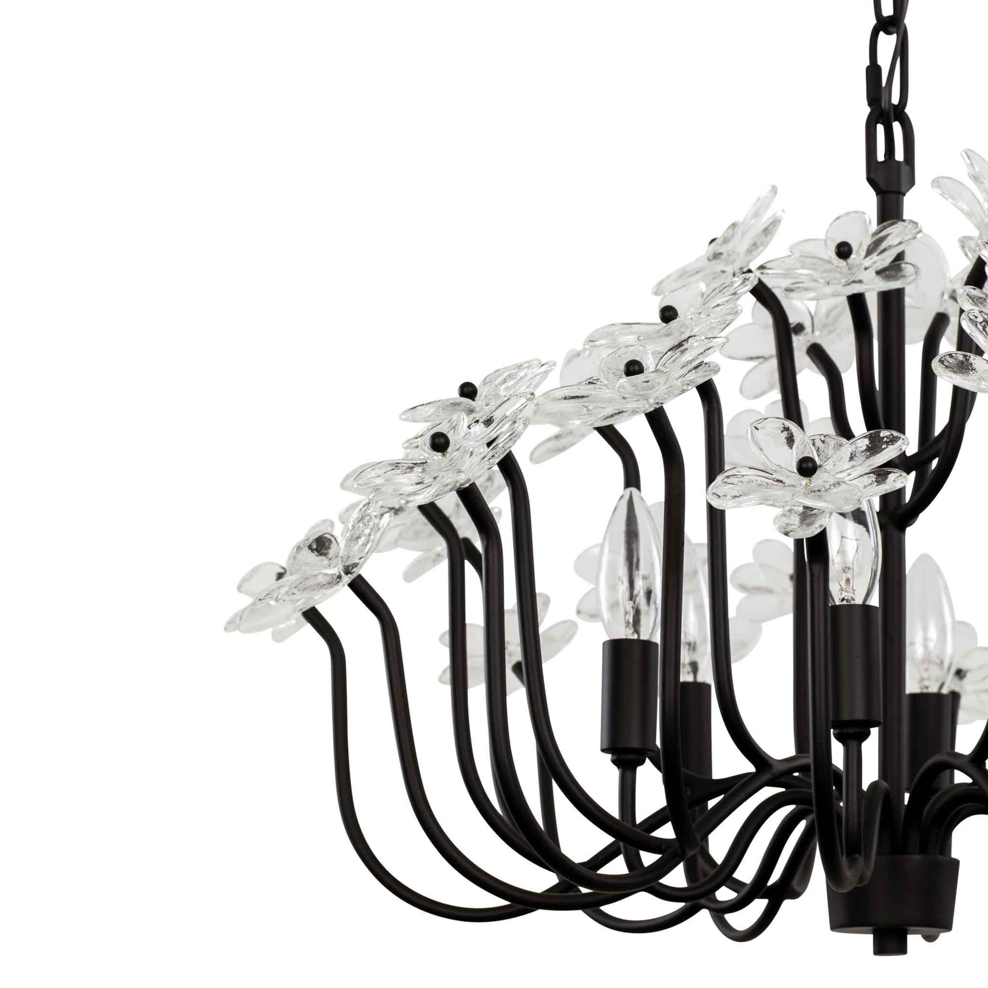 6 light 26 inch matte black chandelier