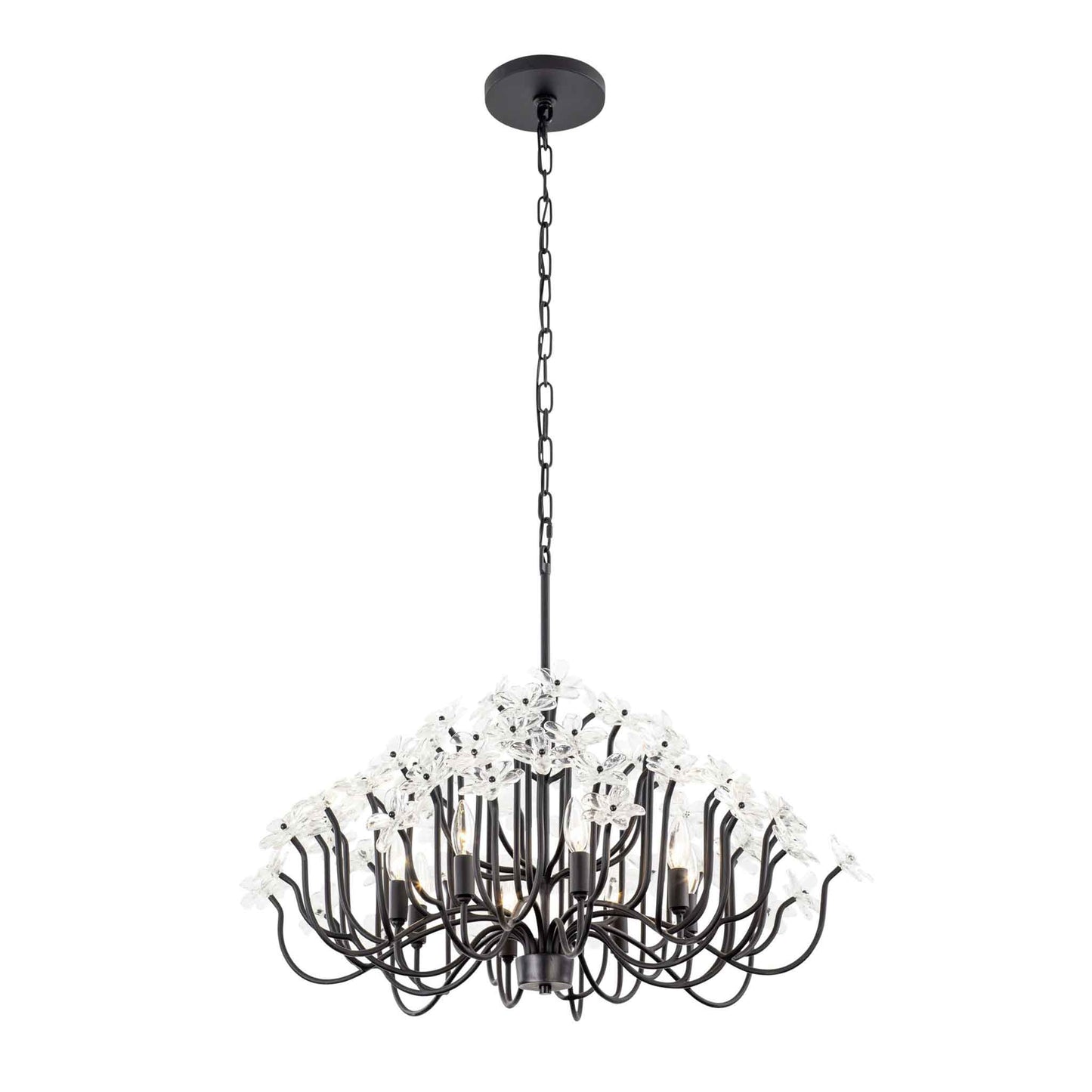 8 light 32 inch matte black chandelier