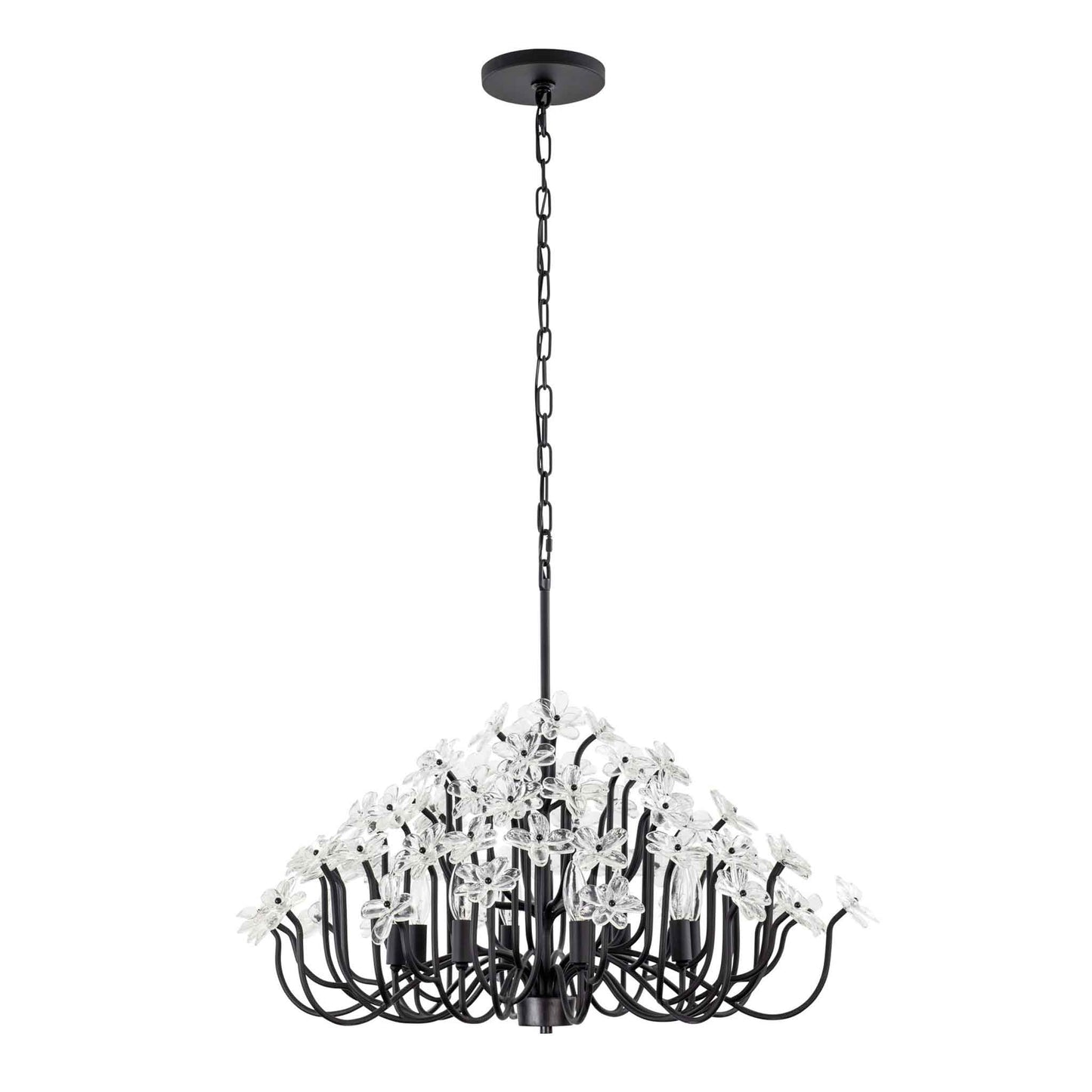 8 light 32 inch matte black chandelier