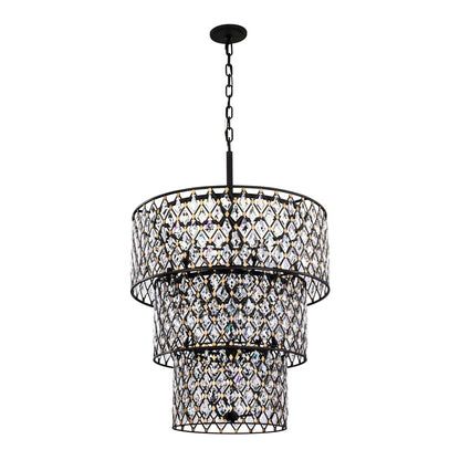 13 light 32 inch 3 tier carbon and gold chandelier