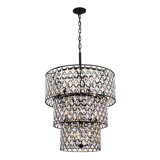 13 light 32 inch 3 tier carbon and gold chandelier