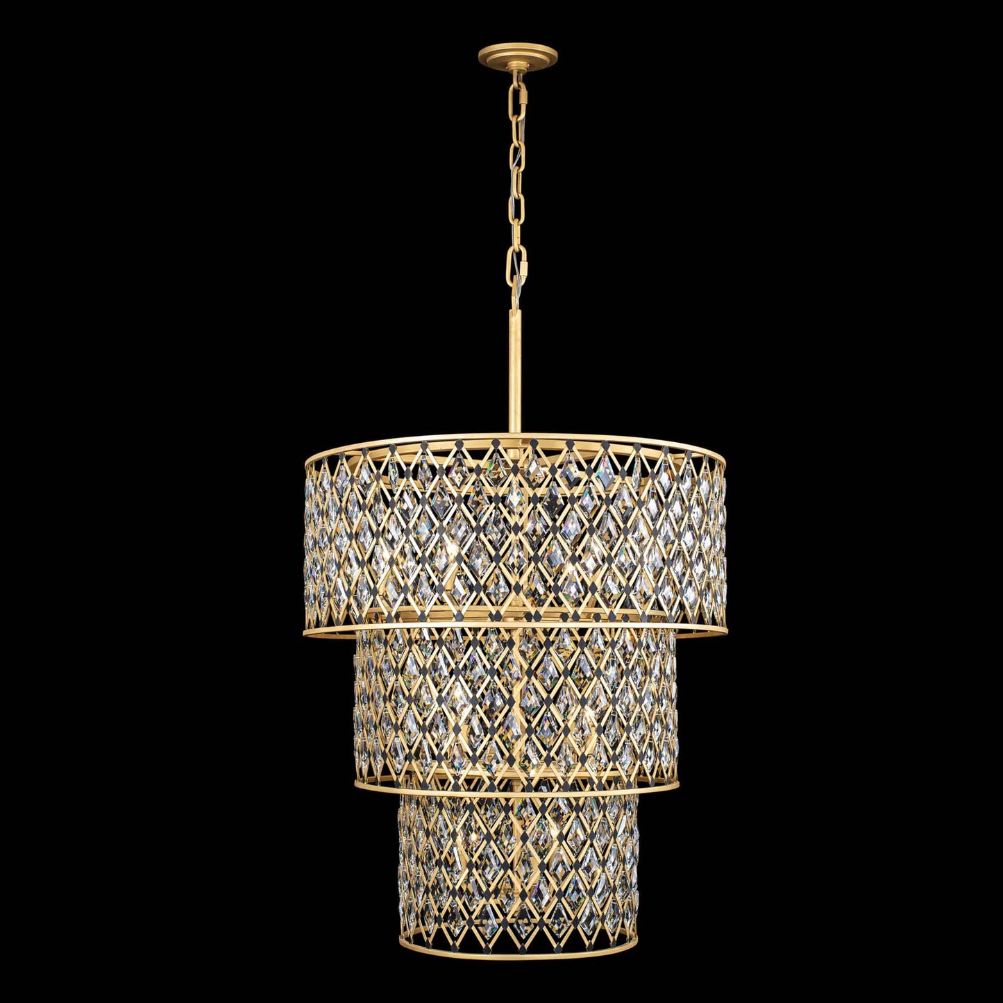 13 light 32 inch 3 tier gold and black chandelier