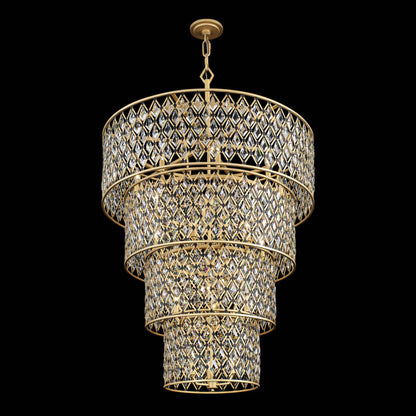 21 light 40 inch 4 tier gold and black chandelier