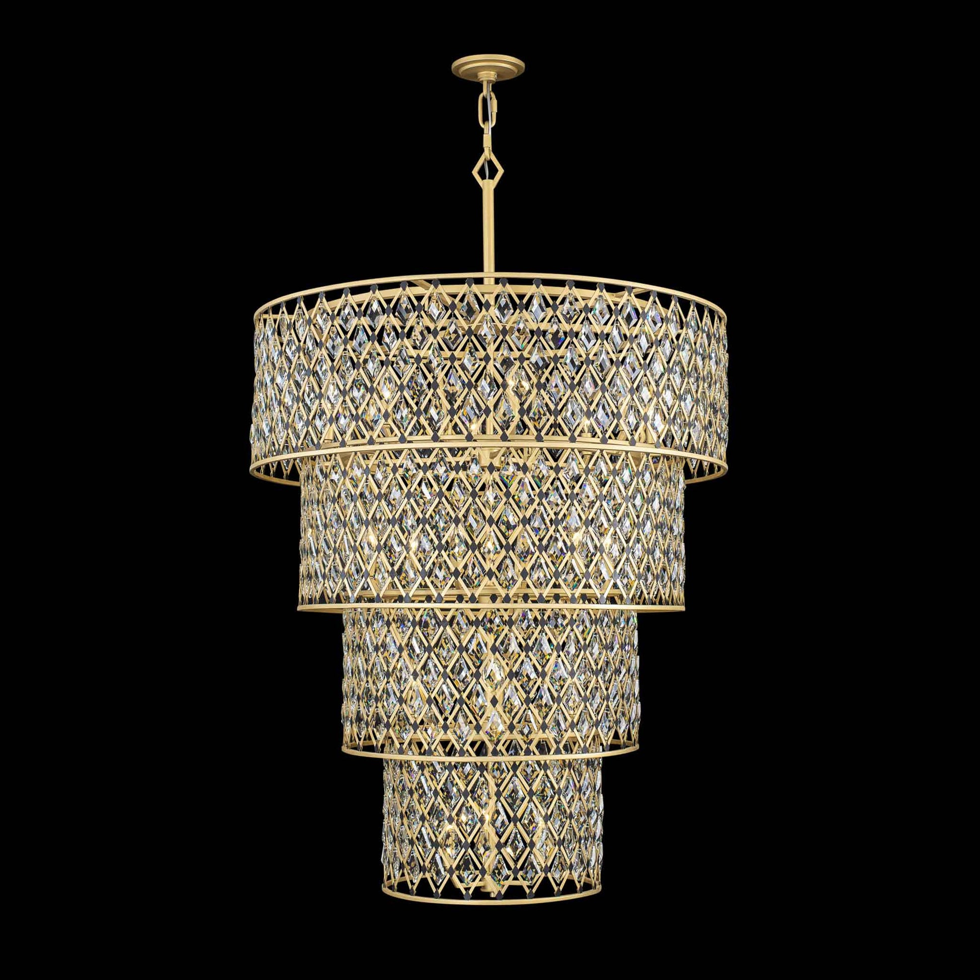 21 light 40 inch 4 tier gold and black chandelier