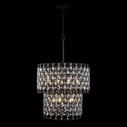 7 light 25 inch 2 tier carbon and gold chandelier